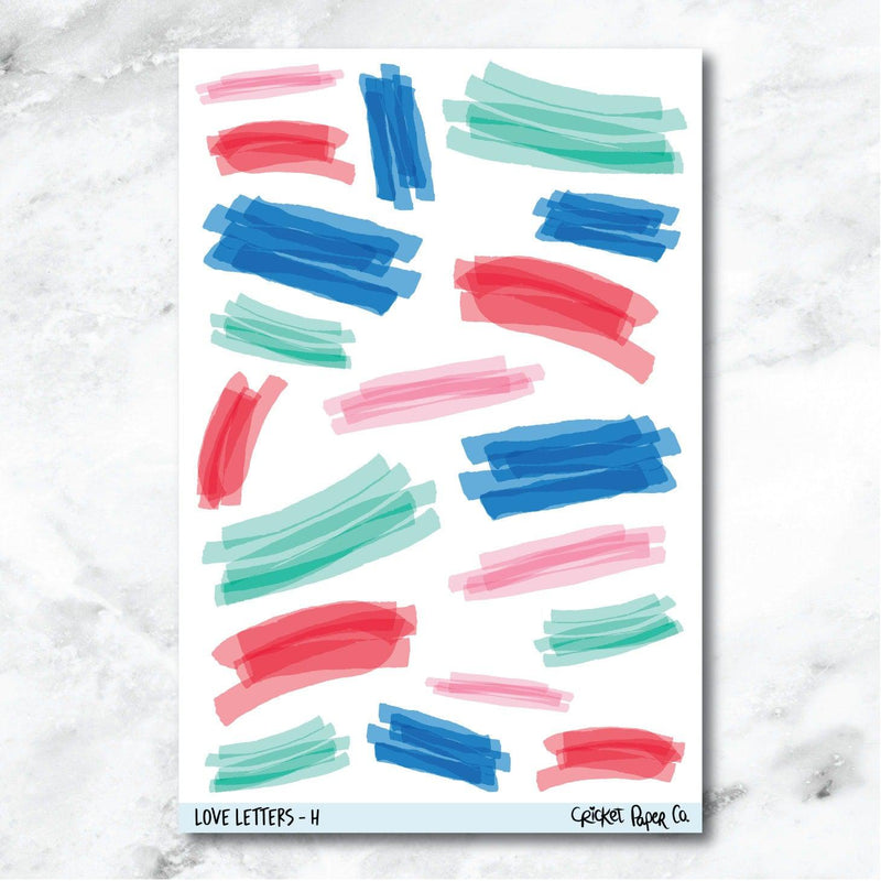 Love Letters Highlighter Swatch Journaling and Planner Stickers - H-Cricket Paper Co.