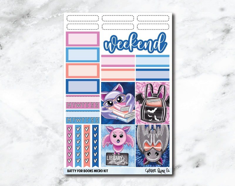 MICRO KIT Planner Stickers - Batty for Books-Cricket Paper Co.