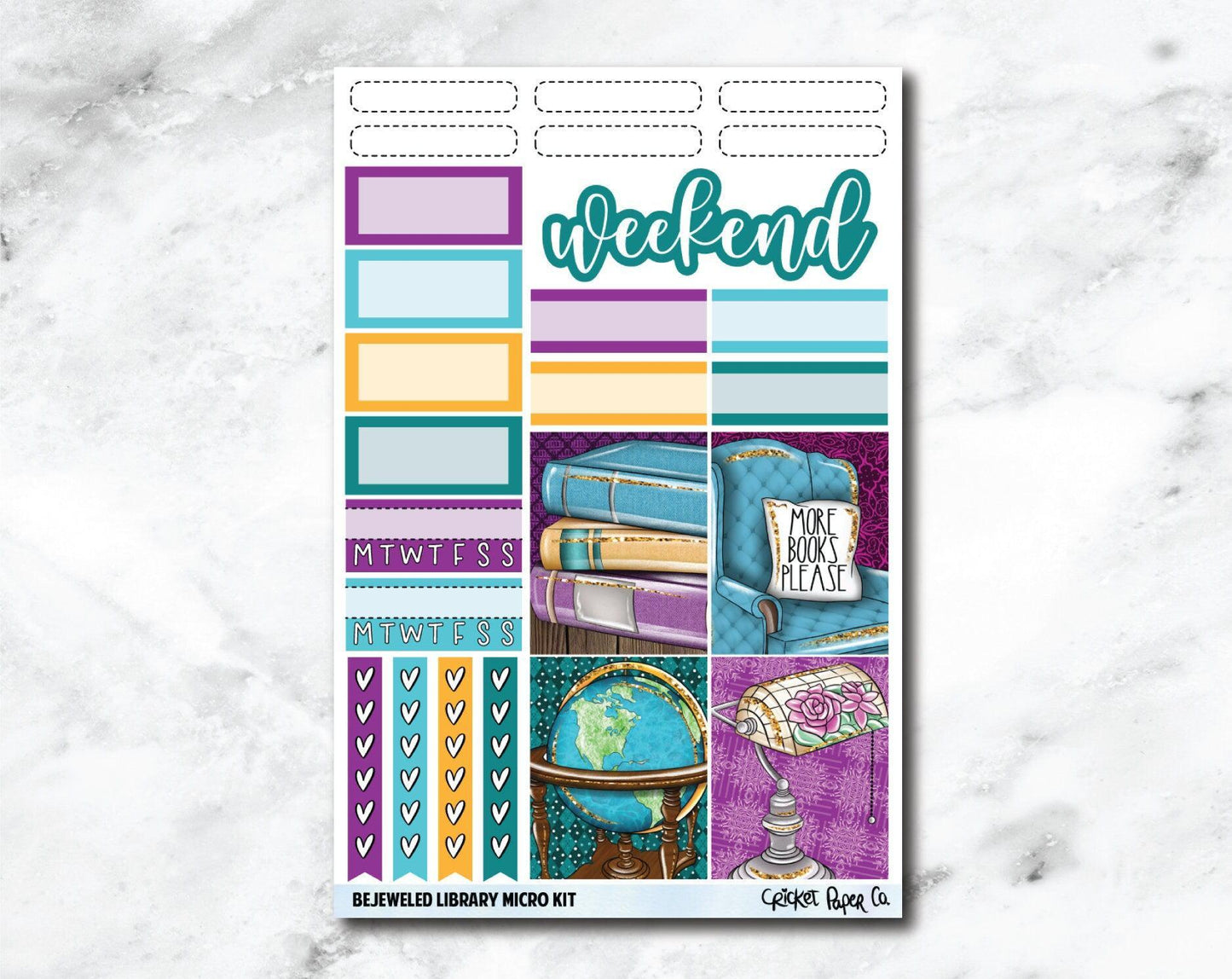 MICRO KIT Planner Stickers - Bejeweled Library-Cricket Paper Co.