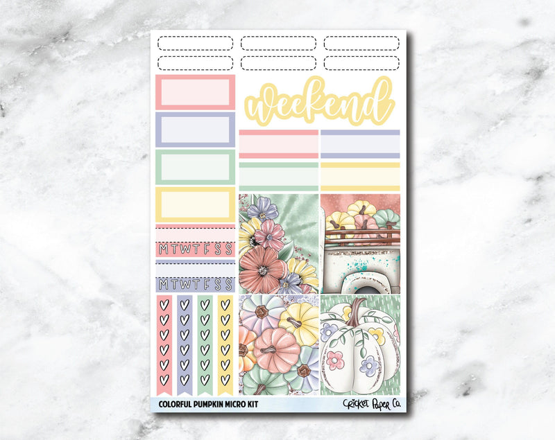 MICRO KIT Planner Stickers - Colorful Pumpkin-Cricket Paper Co.