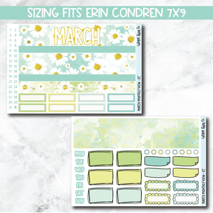 March Monthly View Planner Sticker Kit for 7x9 Planners-Cricket Paper Co.