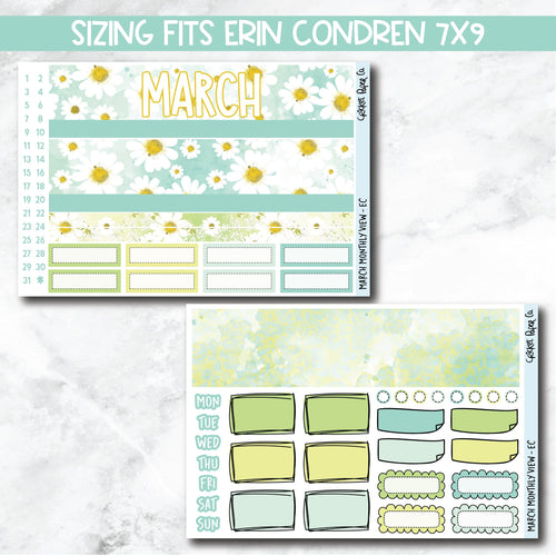 March Monthly View Planner Sticker Kit for 7x9 Planners-Cricket Paper Co.