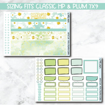 March Monthly View Planner Sticker Kit for 7x9 Planners-Cricket Paper Co.