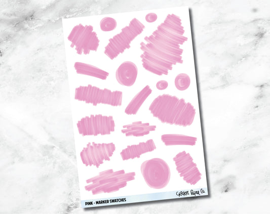 Marker Swatches Planner Stickers - Pink-Cricket Paper Co.