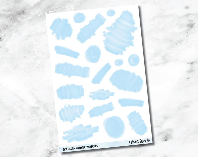Marker Swatches Planner Stickers - Sky Blue-Cricket Paper Co.