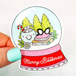 Merry Bookmas Snow Globe - Bookish Vinyl Sticker-Cricket Paper Co.