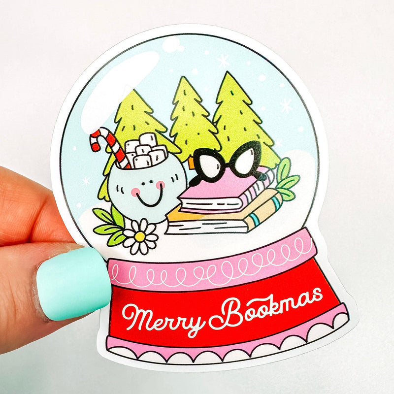 Merry Bookmas Snow Globe - Bookish Vinyl Sticker-Cricket Paper Co.