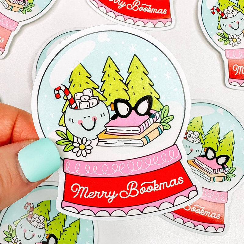 Merry Bookmas Snow Globe - Bookish Vinyl Sticker-Cricket Paper Co.