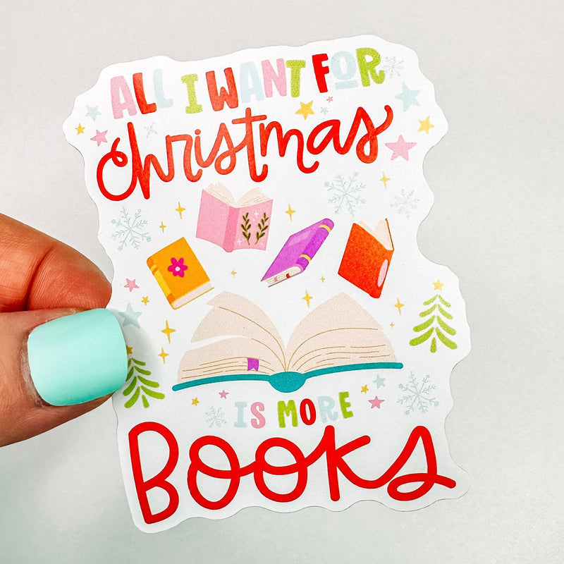 More Books for Christmas - Bookish Vinyl Sticker-Cricket Paper Co.