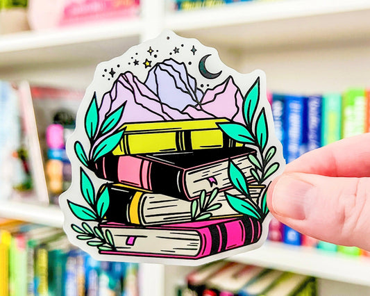 Mountains Book Stack - Bookish Vinyl Sticker-Cricket Paper Co.