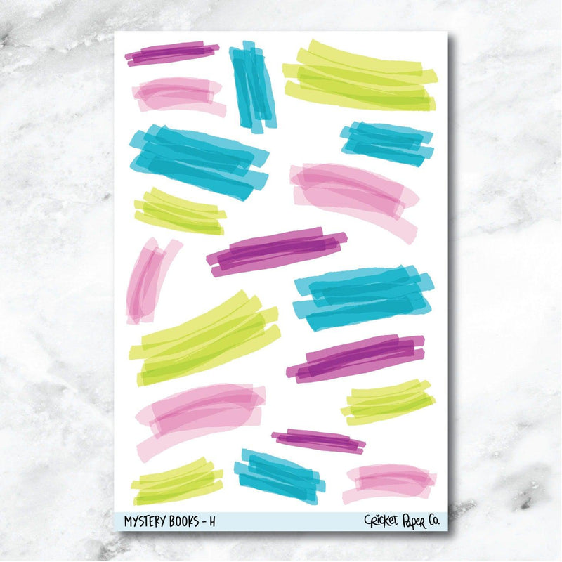 Mystery Books Highlighter Swatch Journaling and Planner Stickers - H-Cricket Paper Co.