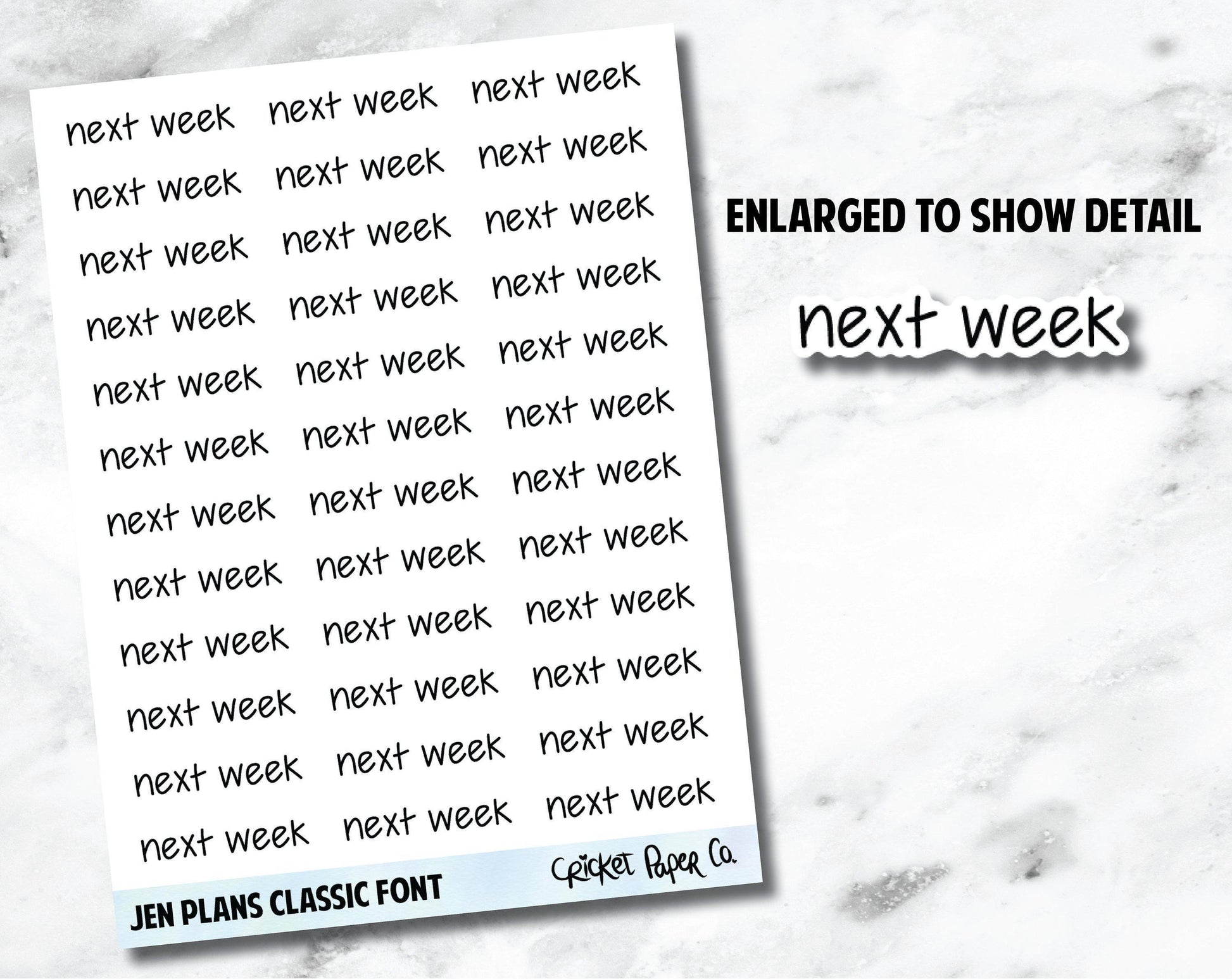 NEXT WEEK Jen Plans Writing Font Planner Stickers-Cricket Paper Co.