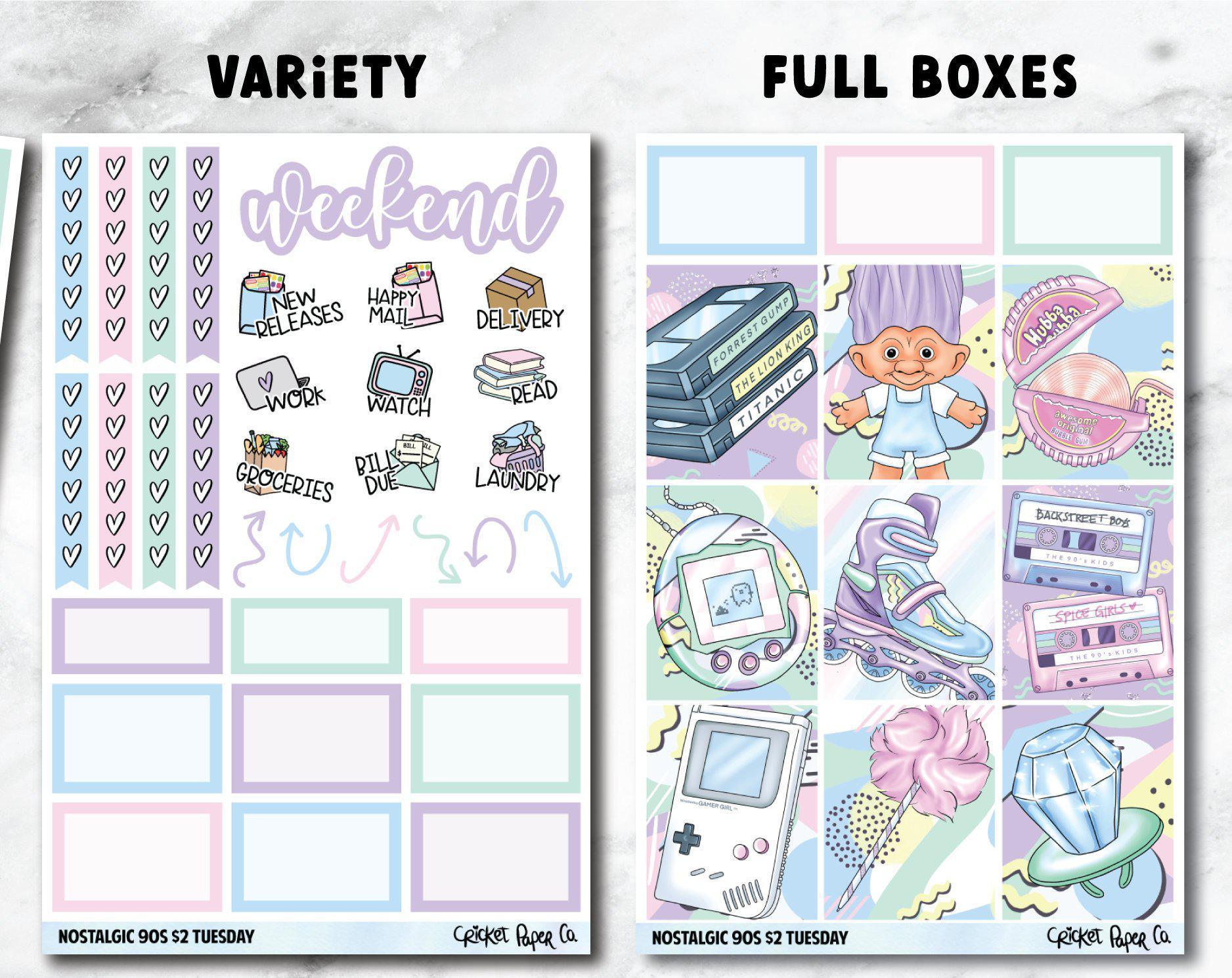 NOSTALGIC 90s Planner Stickers - Full Kit-Cricket Paper Co.