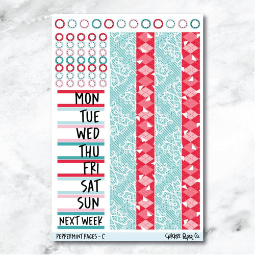 Peppermint Pages Date Cover and Washi Strip Journaling and Planner Stickers - C-Cricket Paper Co.
