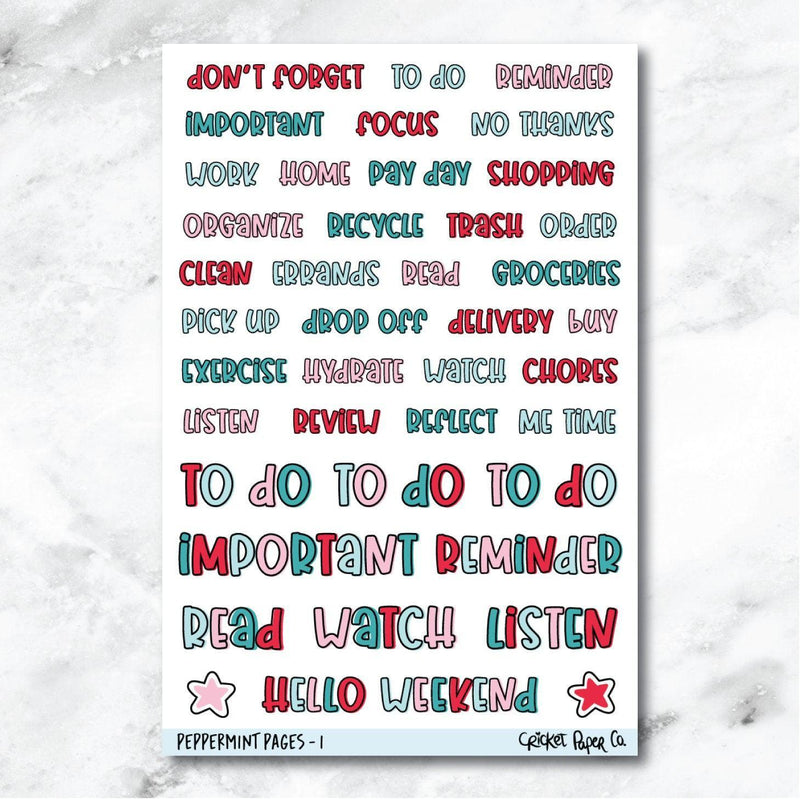 Peppermint Pages Typeface Journaling and Planner Stickers - I-Cricket Paper Co.