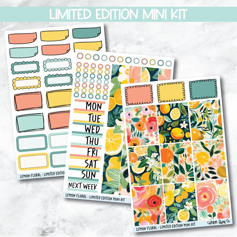 Planner Stickers Limited Edition Mini Kit - Lemon Floral-Cricket Paper Co.