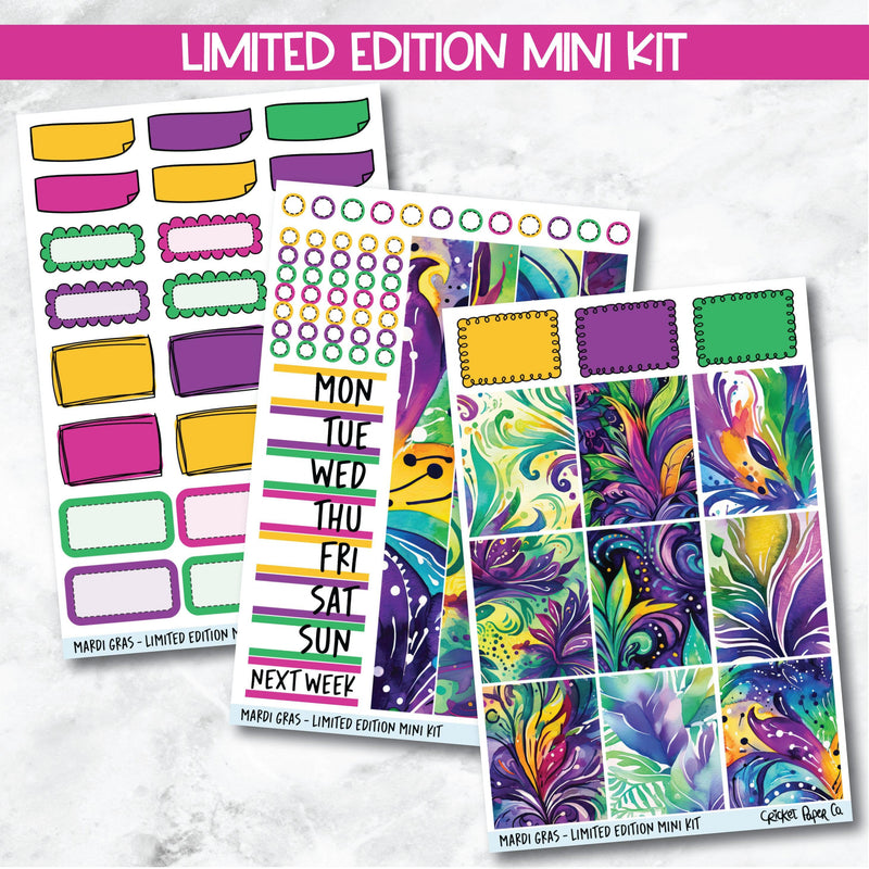 Planner Stickers Limited Edition Mini Kit - Mardi Gras-Cricket Paper Co.