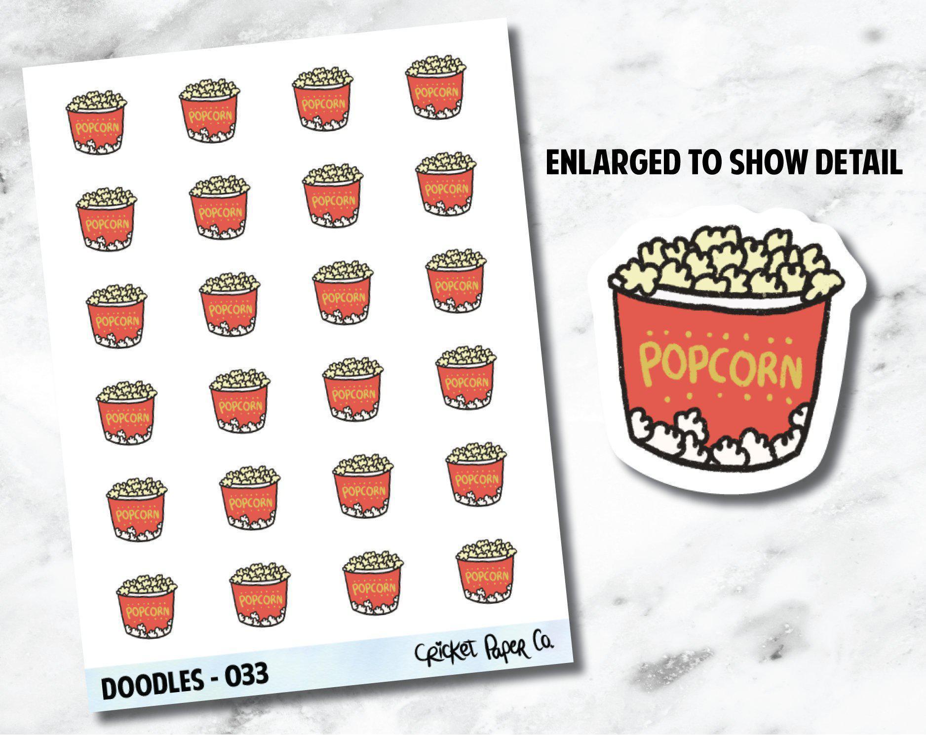 Popcorn Bucket, Movies, Theater, Drama Hand Drawn Doodles - 033-Cricket Paper Co.
