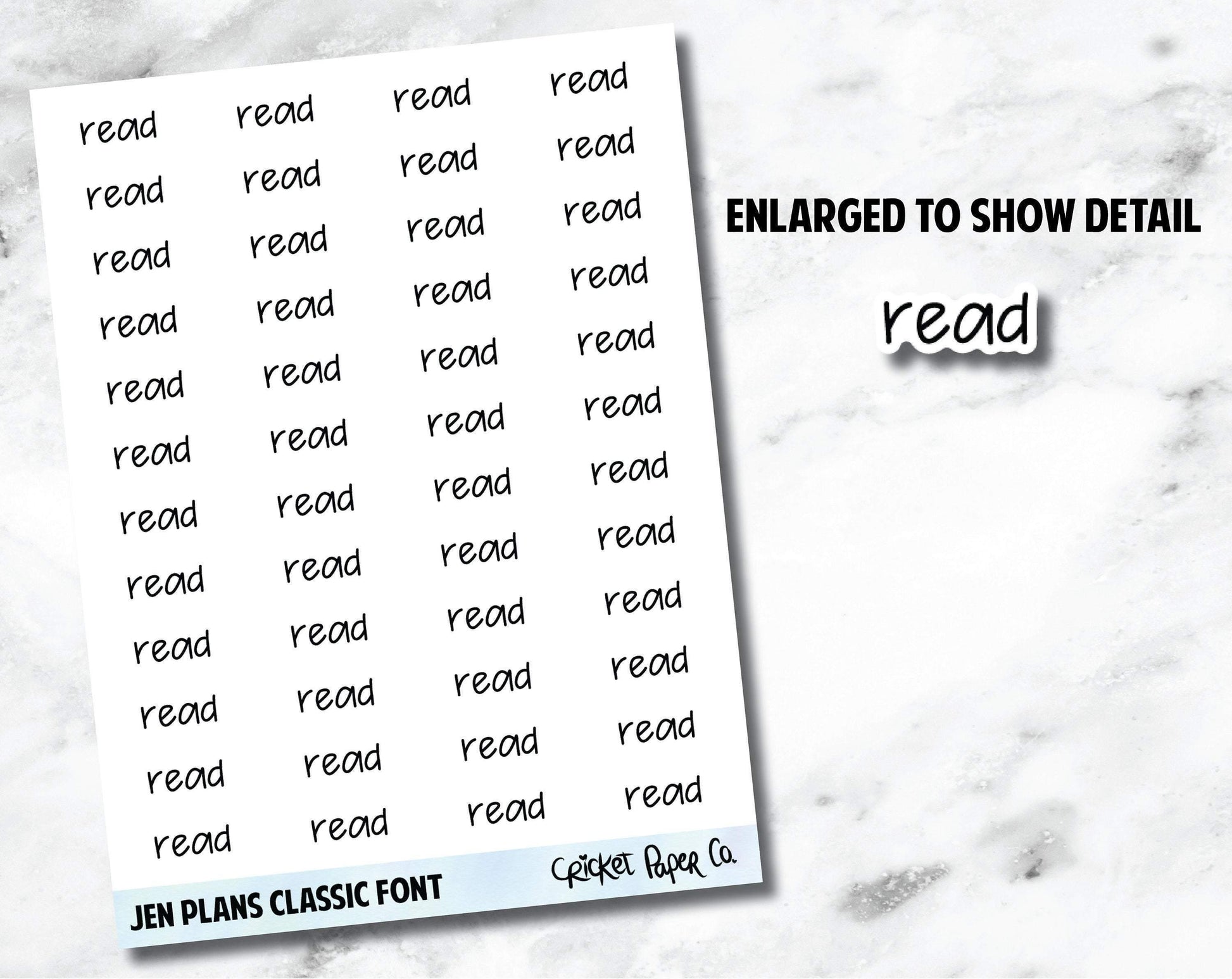 READ Jen Plans Writing Font Planner Stickers-Cricket Paper Co.