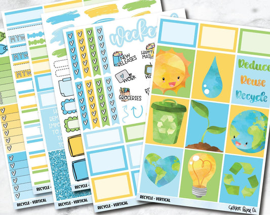 RECYCLE Planner Stickers - Full Kit-Cricket Paper Co.