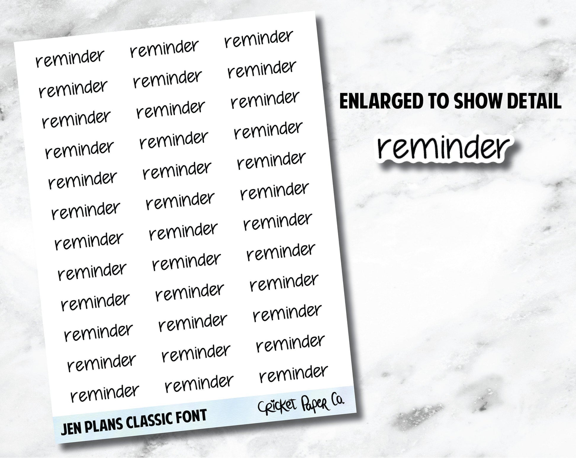 REMINDER Jen Plans Writing Font Planner Stickers-Cricket Paper Co.