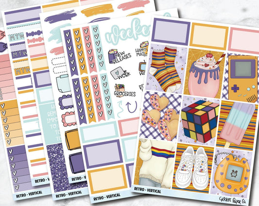 RETRO Planner Stickers - Full Kit-Cricket Paper Co.