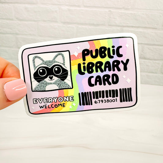 Raccoon Library Card - Bookish Vinyl Sticker-Cricket Paper Co.