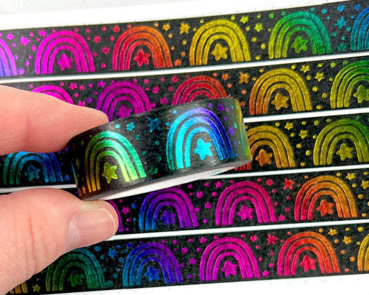Rainbow Foiled Rainbow Washi Tape - Blackout Rainbow-Cricket Paper Co.