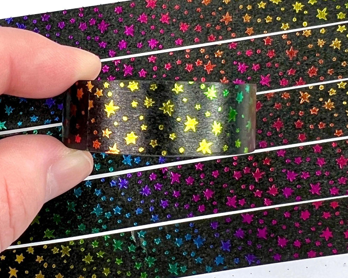 Rainbow Foiled Star Burst Washi Tape - Blackout Star Burst-Cricket Paper Co.