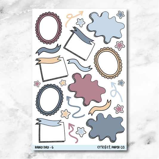 Rainy Day Bullet Journal Style Journaling and Planner Stickers - G-Cricket Paper Co.