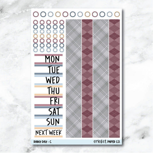 Rainy Day Date Cover and Washi Strip Journaling and Planner Stickers - C-Cricket Paper Co.