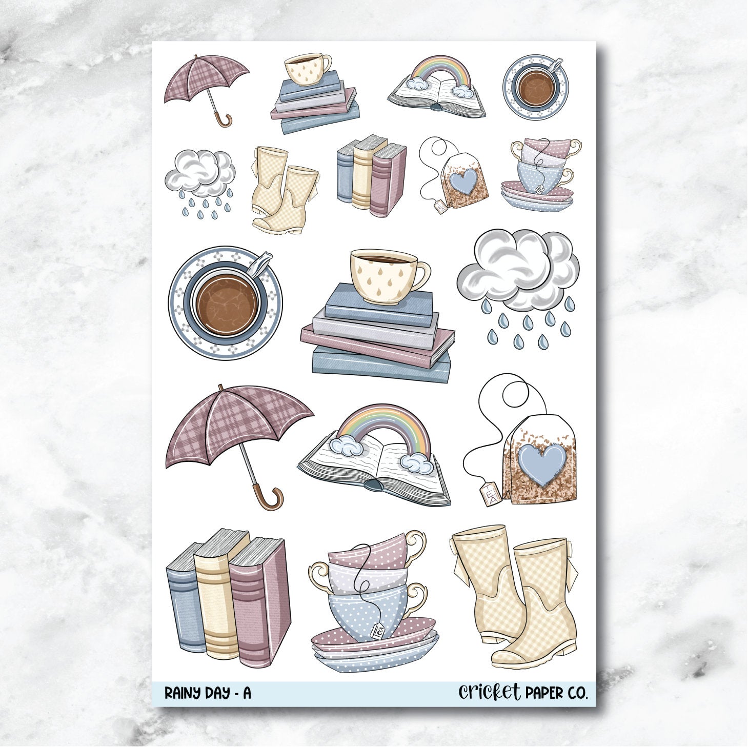 Rainy Day Decorative Journaling and Planner Stickers - A-Cricket Paper Co.