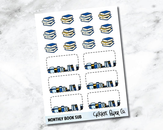 Reading and Bookish Planner Stickers - Monthly Book Subscription-Cricket Paper Co.