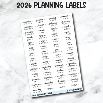 2026 Weekly Kit Planning Labels - Planner Stickers