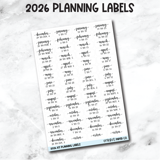 2026 Weekly Kit Planning Labels - Planner Stickers