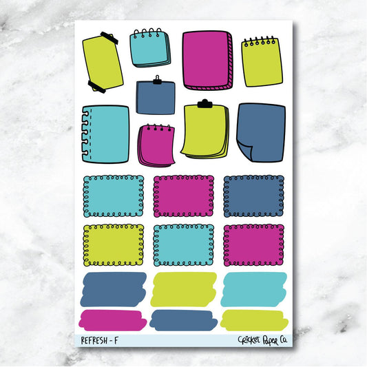 Refresh Doodle Accents Journaling and Planner Stickers - F-Cricket Paper Co.