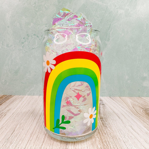 Retro Rainbow - 16oz Libbey Glass Can Cup-Cricket Paper Co.
