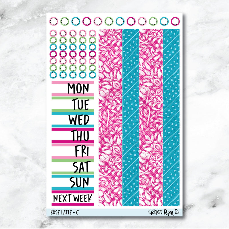 Rose Latte Date Cover and Washi Strip Journaling and Planner Stickers - C-Cricket Paper Co.