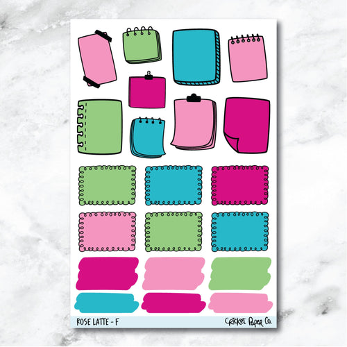 Rose Latte Doodle Accents Journaling and Planner Stickers - F-Cricket Paper Co.