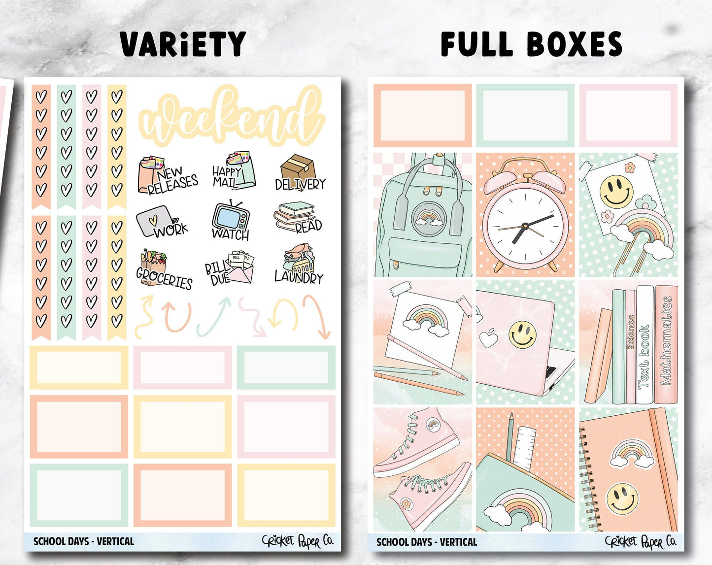 SCHOOL DAYS Planner Stickers - Full Kit-Cricket Paper Co.