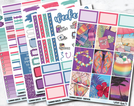 SUMMER BREEZE Planner Stickers - Full Kit-Cricket Paper Co.