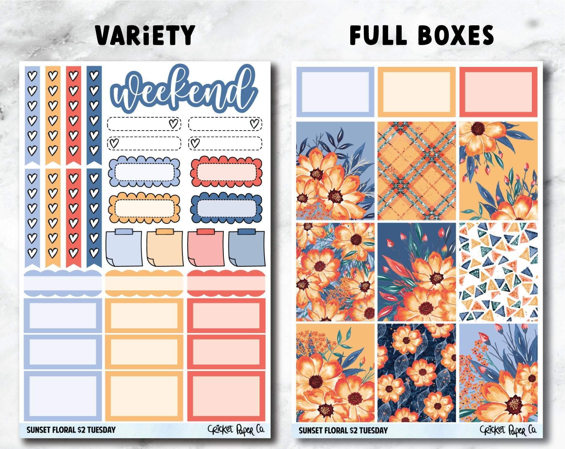 SUNSET FLORAL Planner Stickers - Full Kit-Cricket Paper Co.
