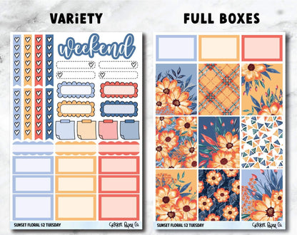 SUNSET FLORAL Planner Stickers - Full Kit-Cricket Paper Co.