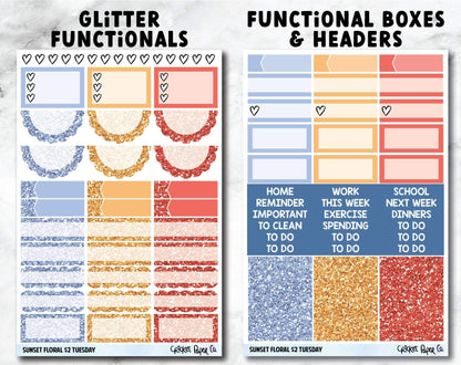 SUNSET FLORAL Planner Stickers - Full Kit-Cricket Paper Co.