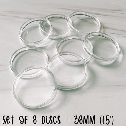 Set of 8 Clear Discs - 38MM or 1.5"-Cricket Paper Co.