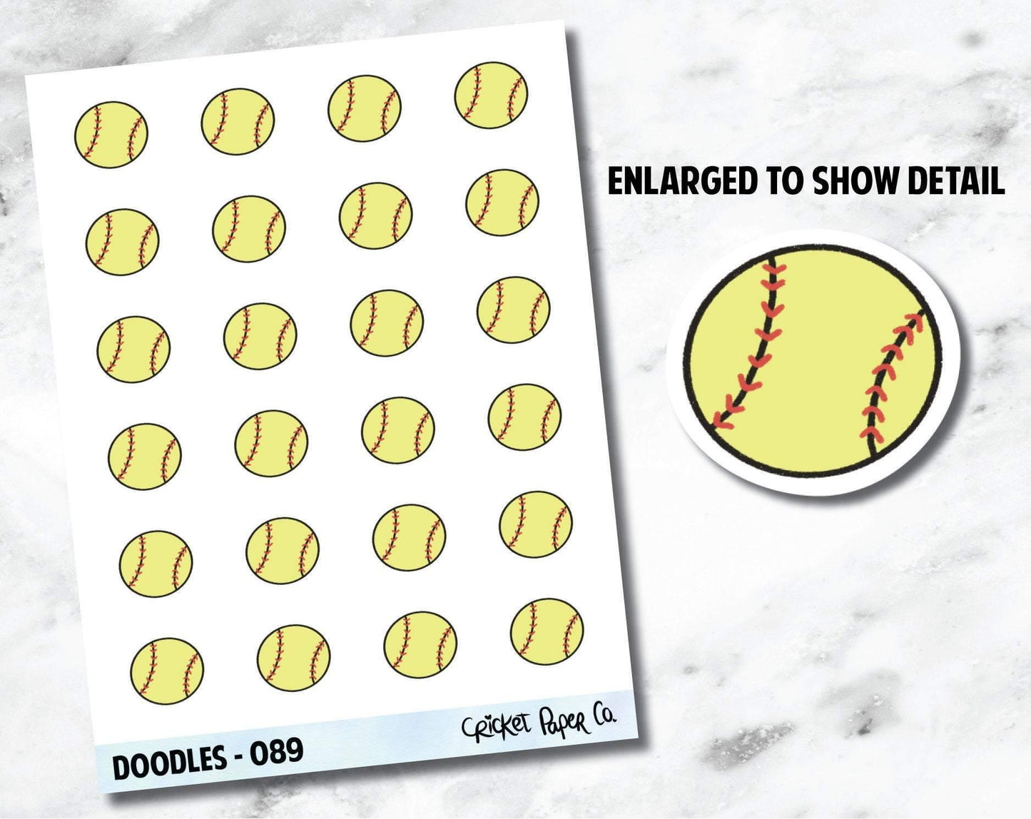 Softball, Sports, Athletics, Softball Practice, Game Hand Drawn Doodles - 089-Cricket Paper Co.