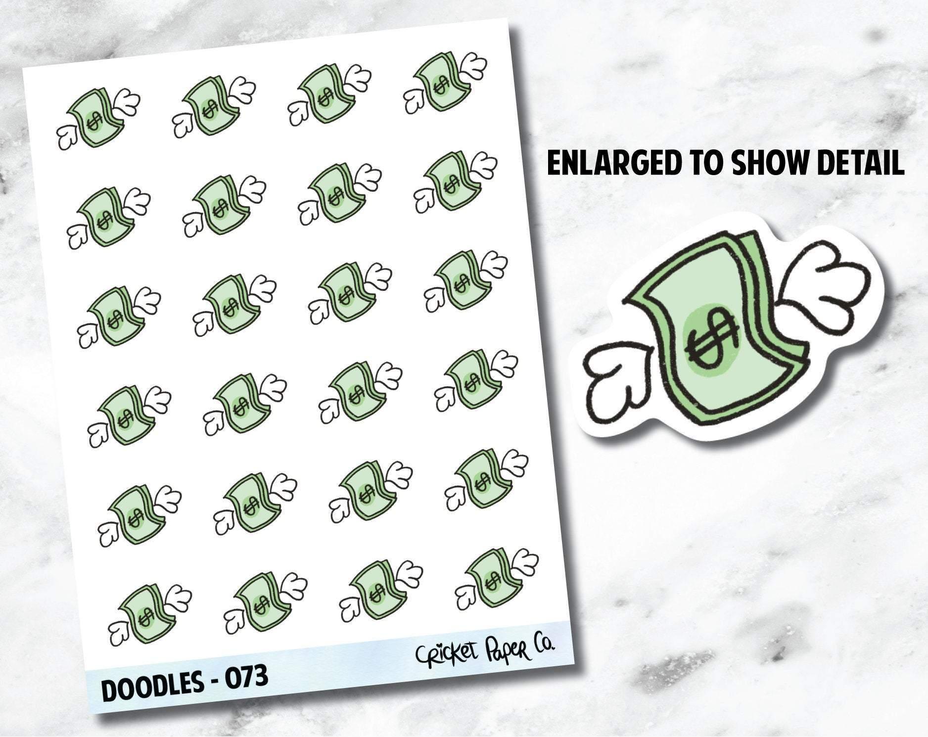 Spending Money, Flying Money, Treat Yo Self Hand Drawn Doodles - 073-Cricket Paper Co.