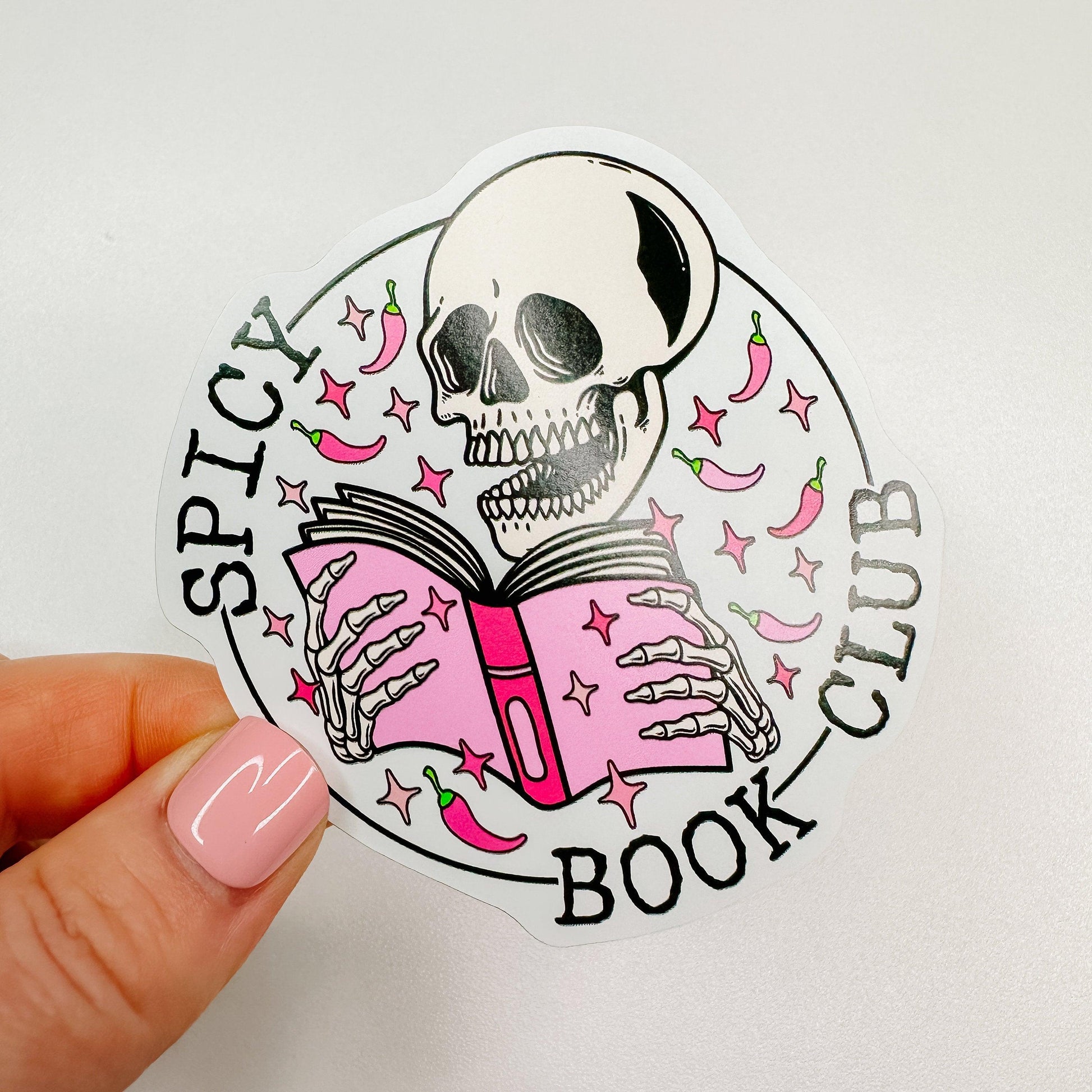Spicy Book Club Skeleton - Bookish Vinyl Sticker-Cricket Paper Co.