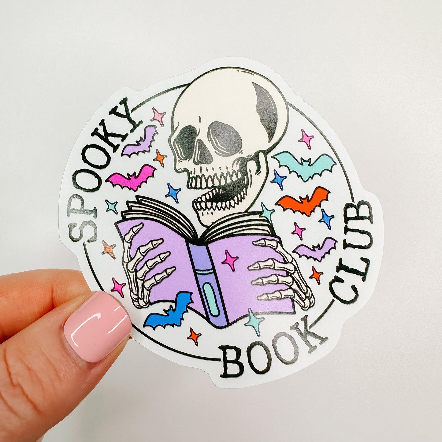 Spooky Book Club Skeleton - Bookish Vinyl Sticker-Cricket Paper Co.