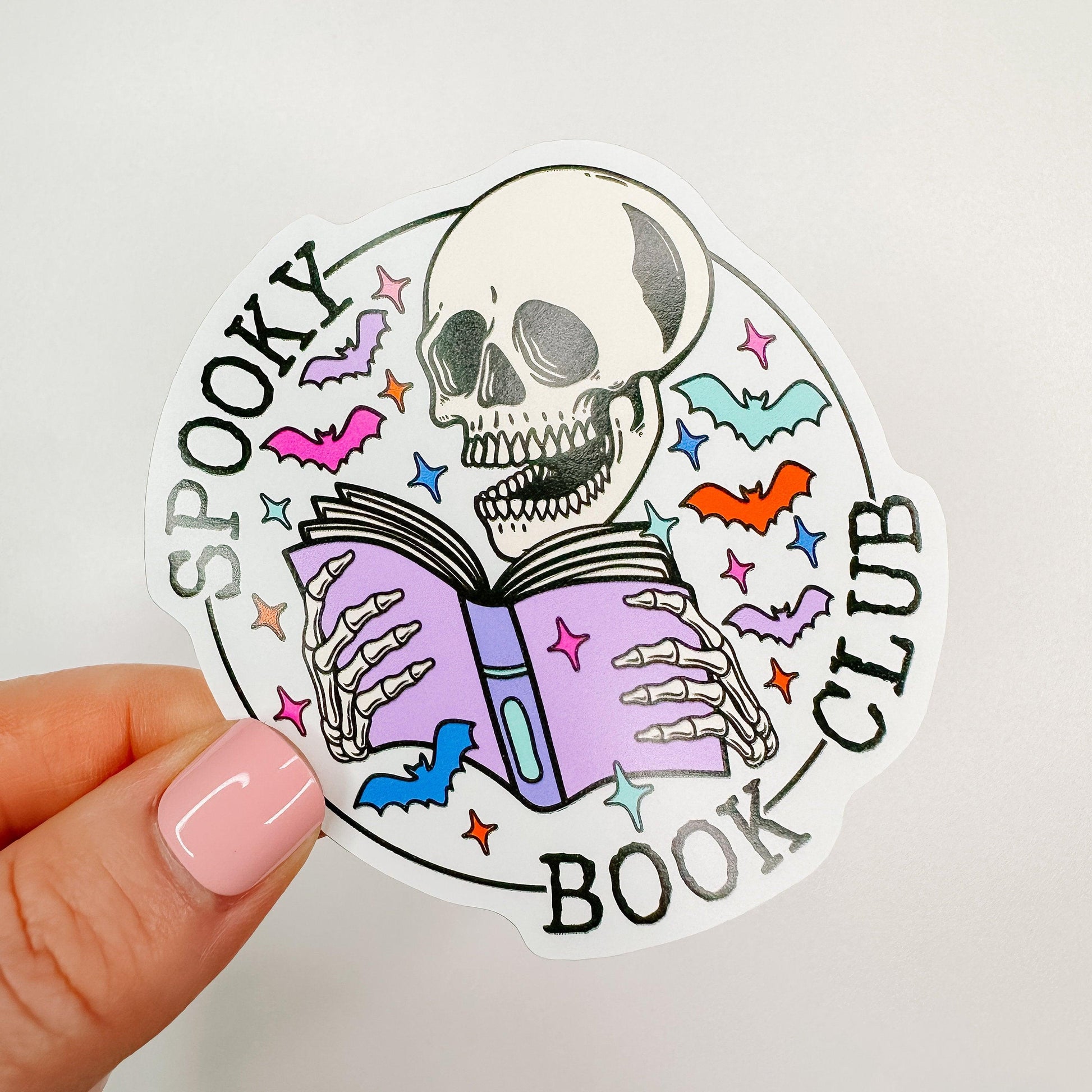 Spooky Book Club Skeleton - Bookish Vinyl Sticker-Cricket Paper Co.